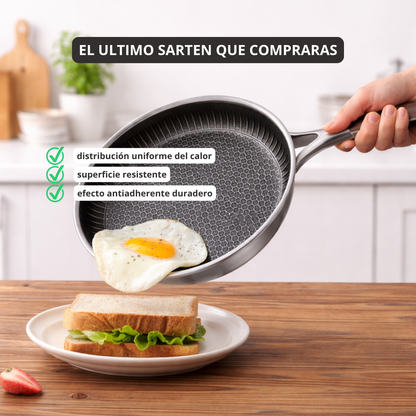 AmvePlus™ Sartén Híbrida Tri-Ply—Cocina Como Chef