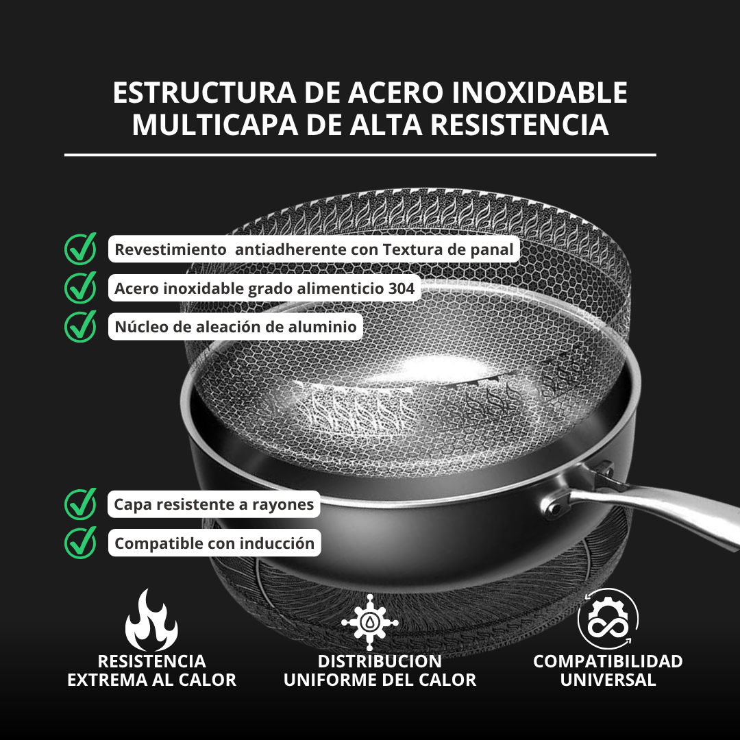 AmvePlus™ Sartén Híbrida Tri-Ply—Cocina Como Chef