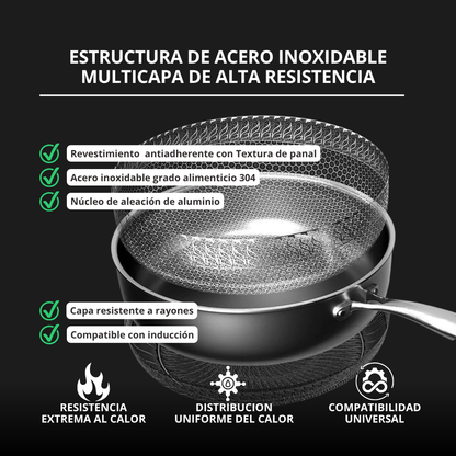 AmvePlus™ Sartén Híbrida Tri-Ply—Cocina Como Chef
