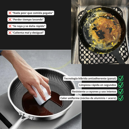 AmvePlus™ Sartén Híbrida Tri-Ply—Cocina Como Chef