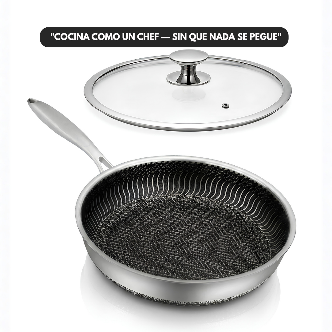 AmvePlus™ Sartén Híbrida Tri-Ply—Cocina Como Chef